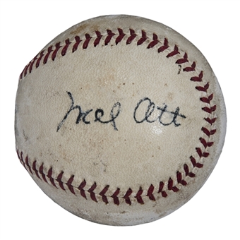 Mel Ott Signed ONL Frick Baseball (JSA)